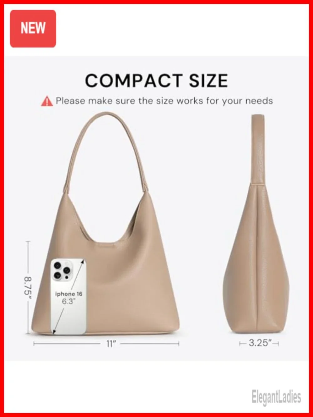 Small Slouchy Hobo Purse Soft Vegan Leather Shoulder Bag Tote Handbag